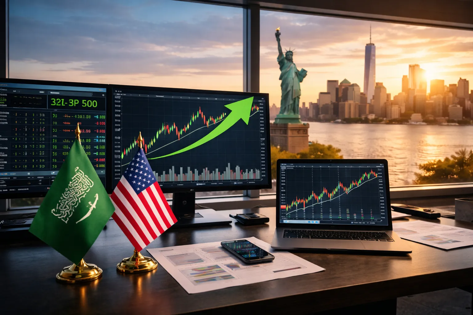 المستثمرون السعوديون يضاعفون تعاملاتهم في الأسهم الأمريكية خلال 2025